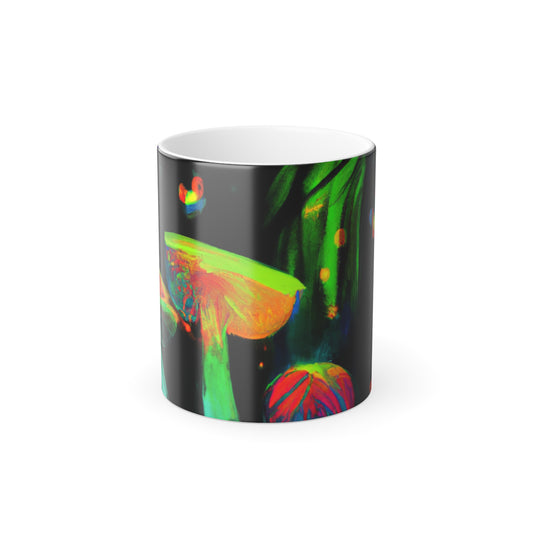 "Neon Harmony" Mushrooms & Butterflies 11oz Color Morphing Mug