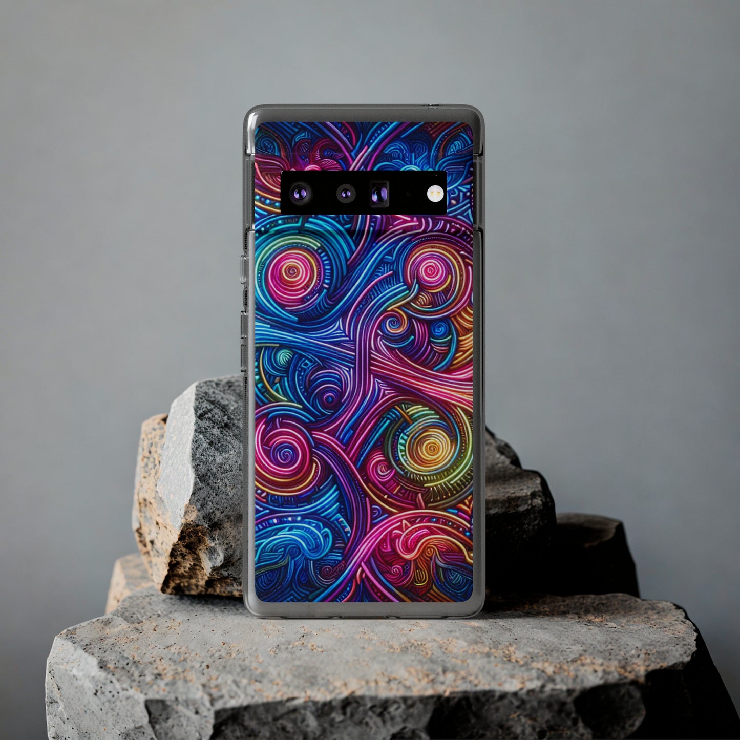 Vibrant Trippy Neon Infinity Ripples. Infinity Patterns Art Polycarbonate Phone Case Samsung Galaxy s21 s22 Google Pixel 6 Iphone 11 12 13 14 Pro Max Mini Plus
