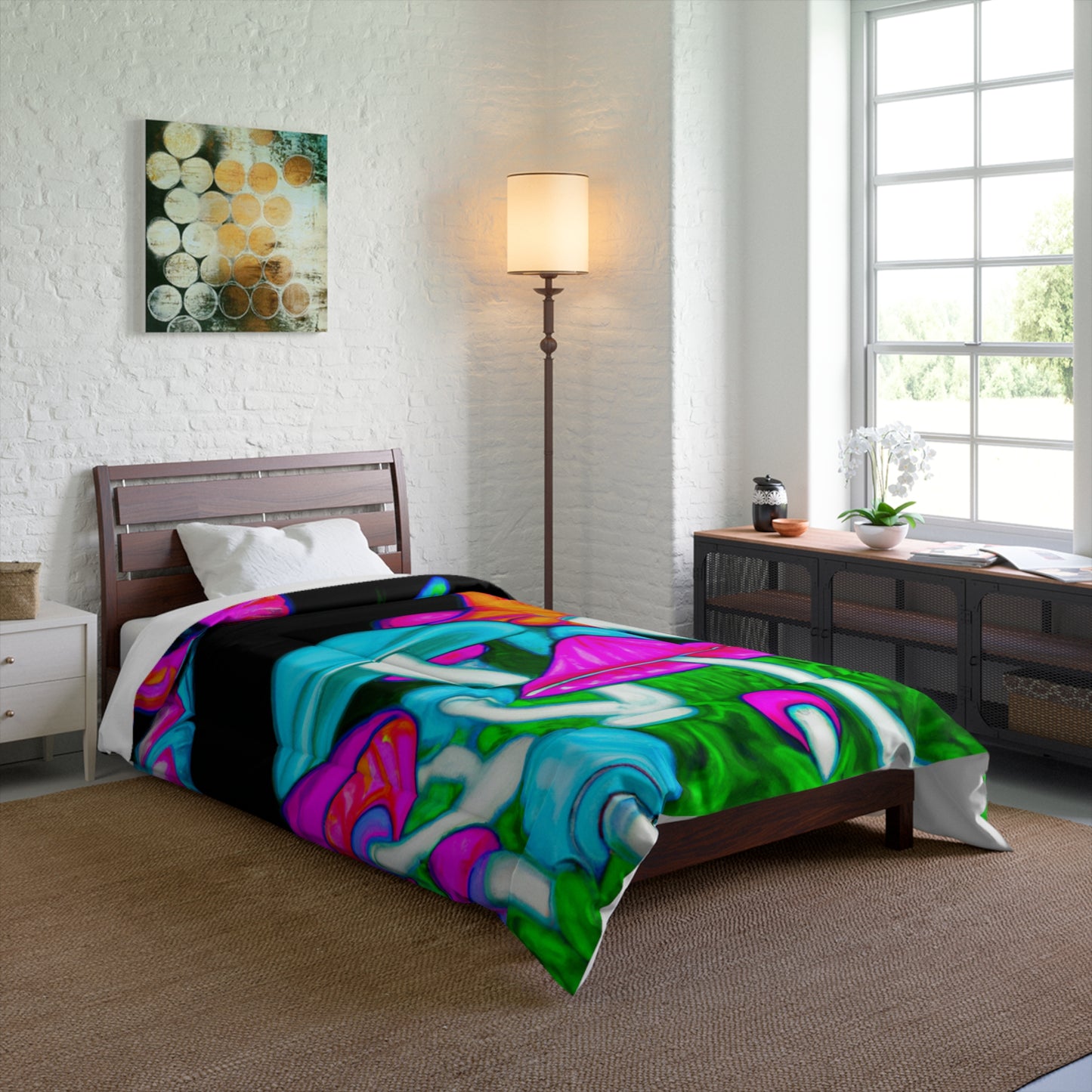 Neon Flight of Fancy. Butterflies & Mushrooms Comforter Blanket