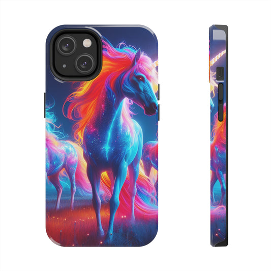 "Neon Dreamscapes: A Pride of Unicorns" NEON Unicorns Tough Phone Case