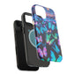 "Fantasia of Neon Butterflies" Neon Butterflies Premium Art Magsafe Magnet Tough IPhone 13 14 15 Pro Plus Max and Mini in Matte and Glossy Phone cases