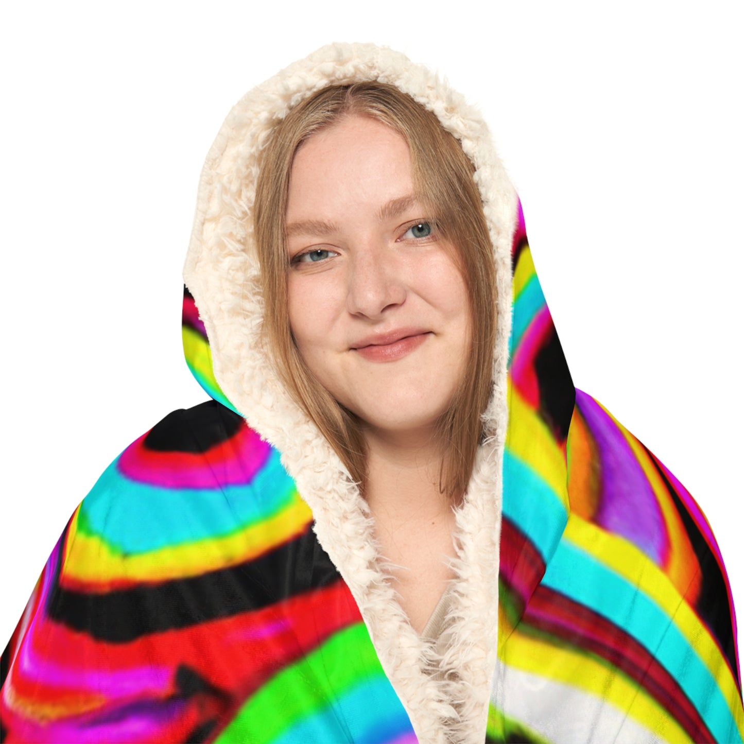 Neon Owl Nocturne. - NEON Owls Art Hooded Snuggle Blanket