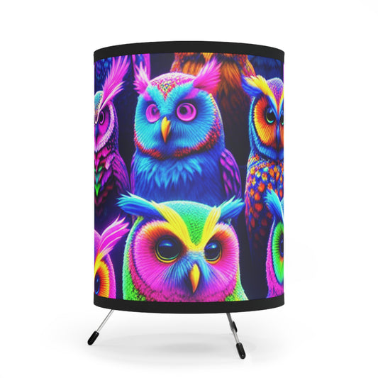 Neon Nocturne. - NEON Owls Art Tripod Lamp