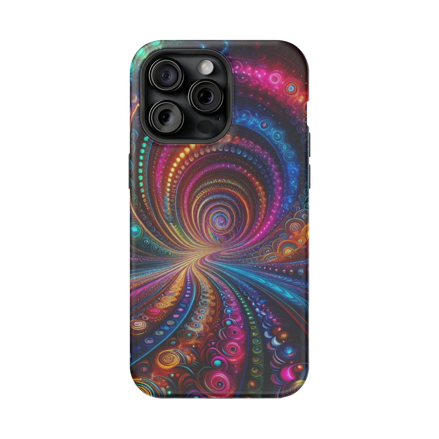 Neon Eternal Infinity Oasis. Neon Trippy Infinity Patterns Premium Art Magsafe Magnet Tough IPhone 13 14 15 Pro Plus Max and Mini in Matte and Glossy Phone cases