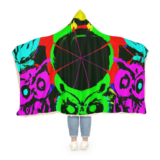 "Neon Nightlife" - NEON Owls Art Hooded Snuggle Blanket