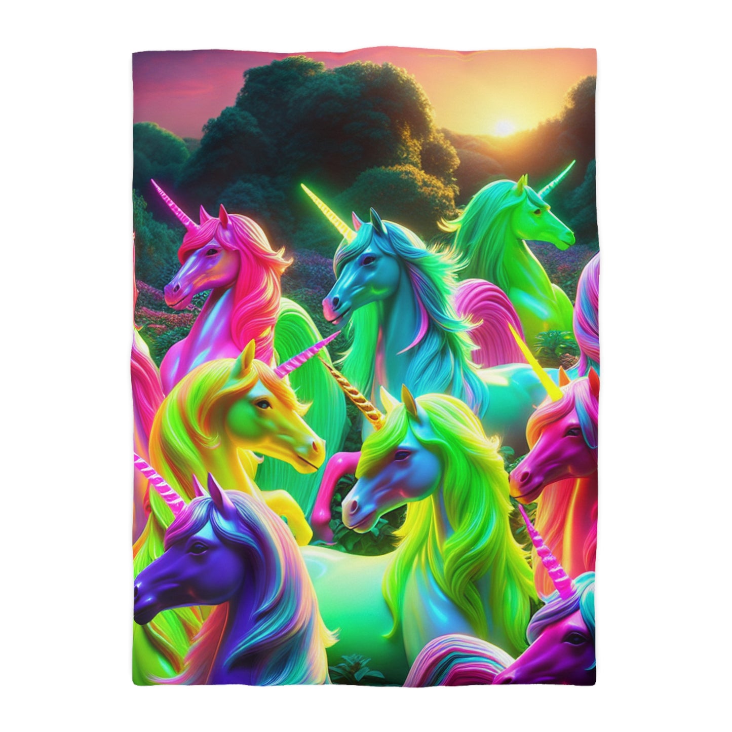 Alessandro di Vanetti - NEON Unicorns Microfiber Duvet Cover