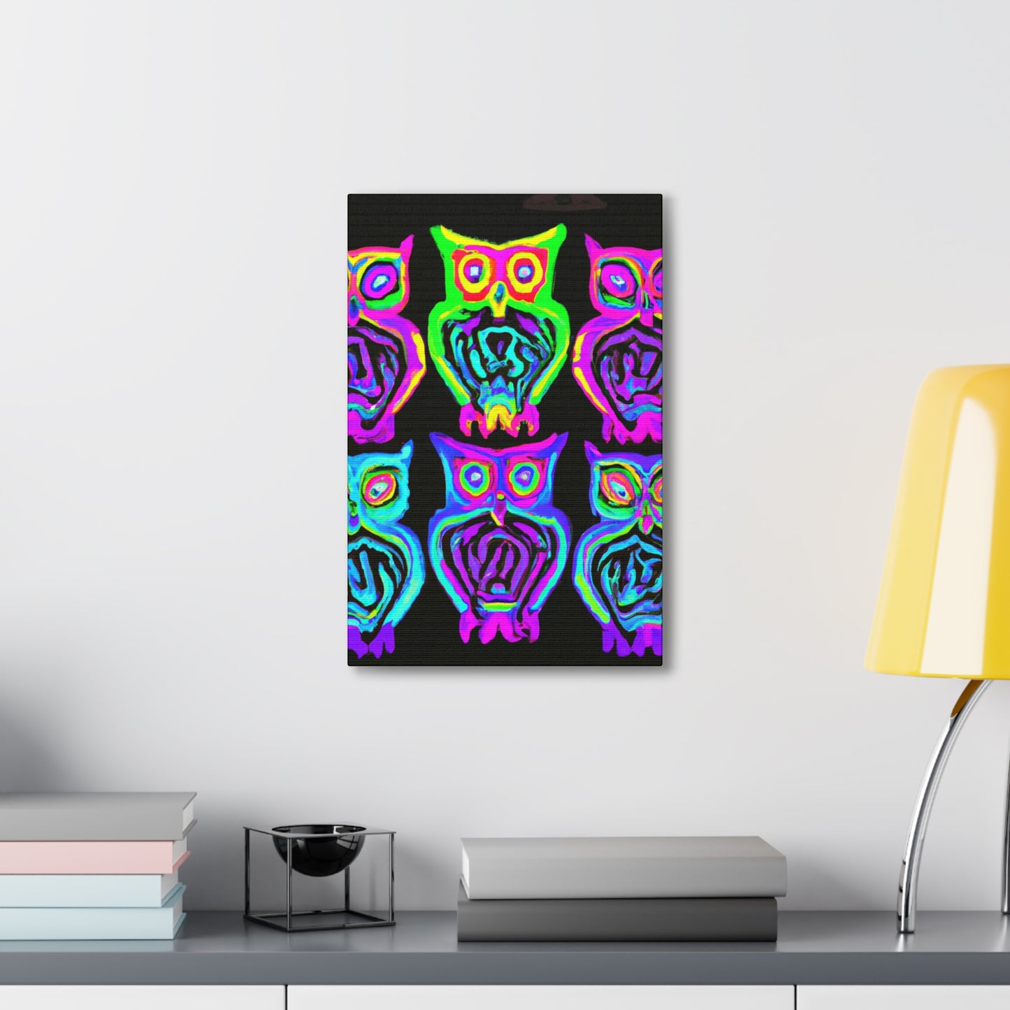Neon Night Owls. NEON Owls Art Canvas