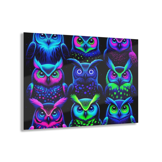 Neon Owl Caucus. NEON Owls Art 1/4" Glossy Acrylic Art