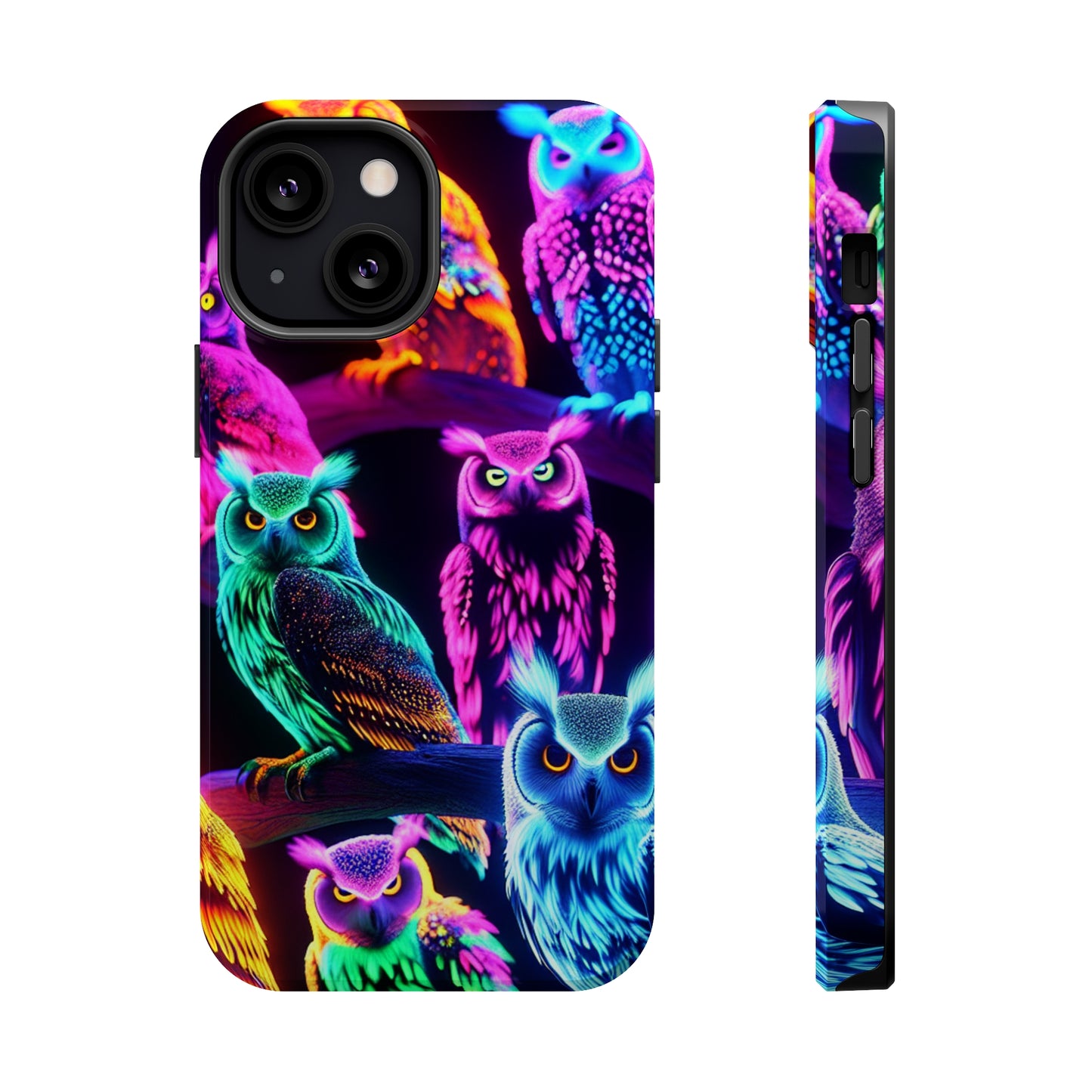 Neon Night Owls. Neon Owls Premium Art Magsafe Magnet Tough IPhone 13 14 15 Pro Plus Max and Mini in Matte and Glossy Phone cases