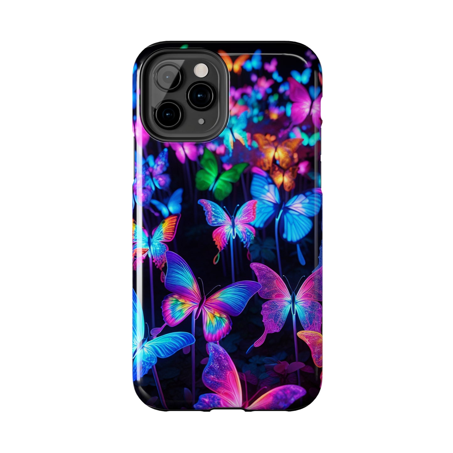 "Neon Flutterby Lights" NEON Butterflies Tough Phone Case
