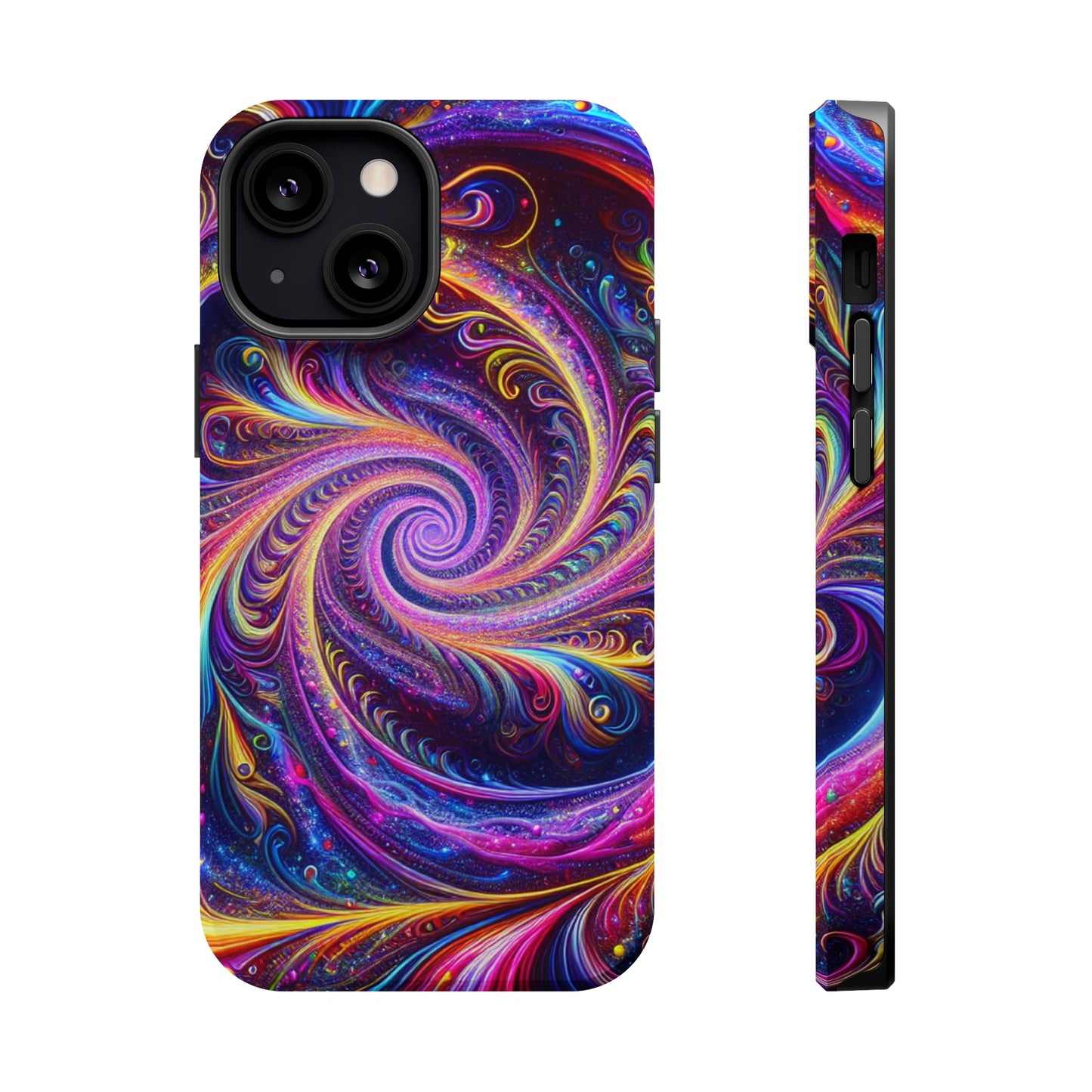 Vivid Psychedelic Cosmic Euphoria. Neon Trippy Infinity Patterns Premium Art Magsafe Magnet Tough IPhone 13 14 15 Pro Plus Max and Mini in Matte and Glossy Phone cases