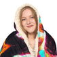 "Infinite Neon Wonderland" - NEON Infinity Patterns Art Hooded Snuggle Blanket