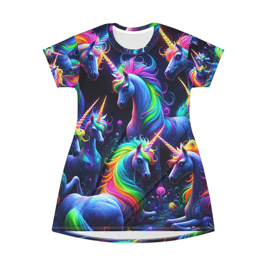 Neon Unicorn Spectacle Neon Unicorns Womans T Shirt Dress