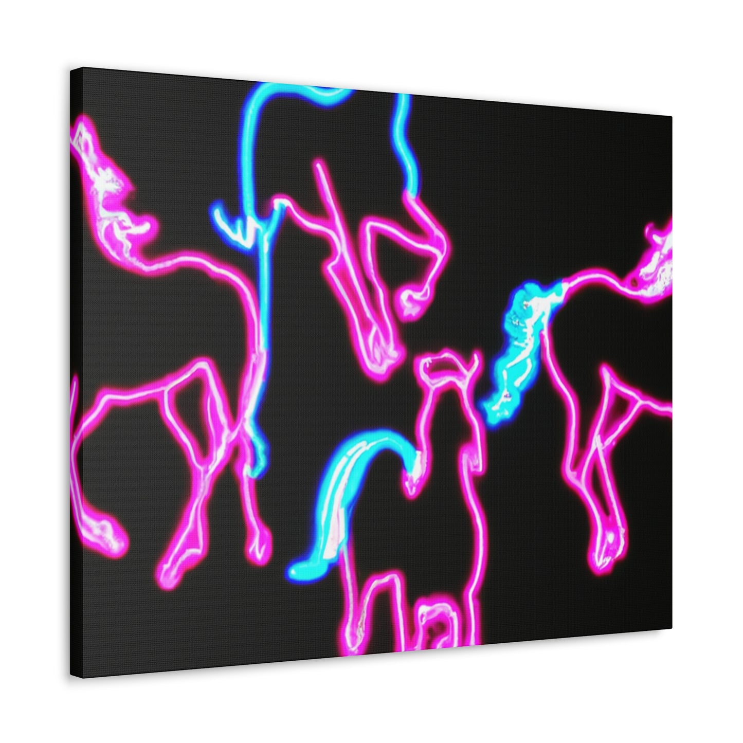 "Enchanted Fluorescence" NEON Unicorns Art Canvas