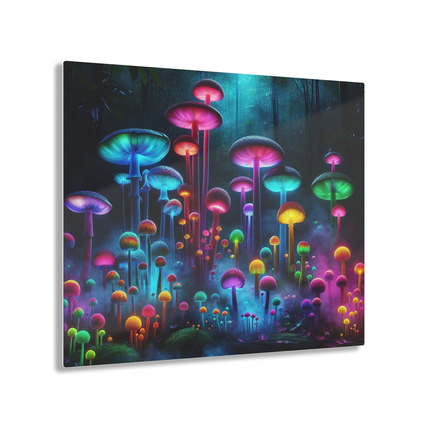 Neon Fungal Fusion. Mushrooms 1/4" Glossy Acrylic Art