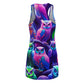 "Neon Nocturnal Creations" Neon Owls Racerback Dress