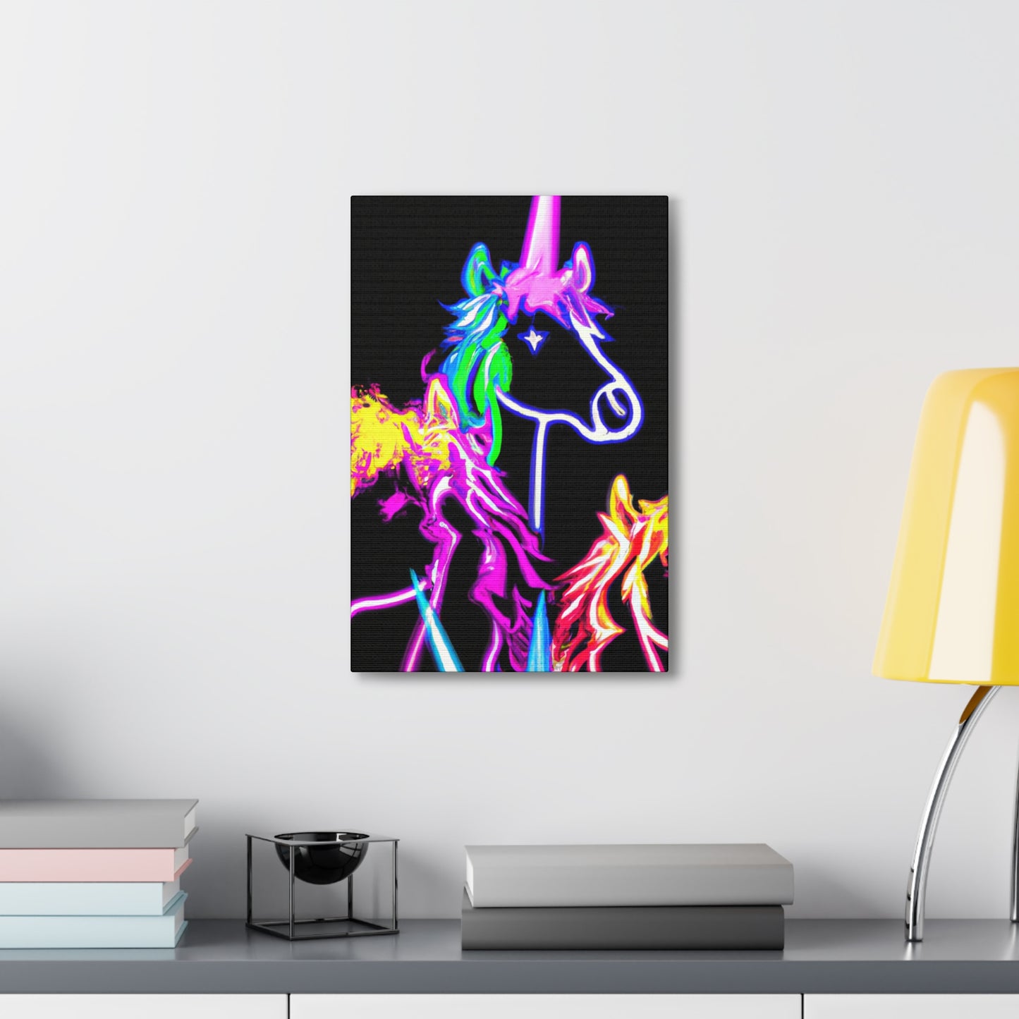 "Vibrant Neon Magic" NEON Unicorns Art Canvas