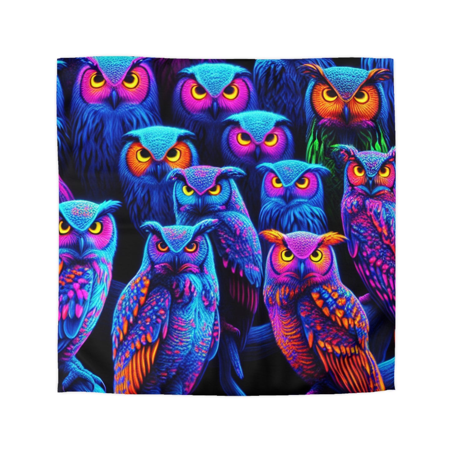 Carlo Gentile - NEON Owls Microfiber Duvet Cover
