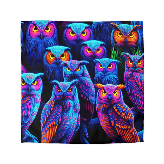 Carlo Gentile - NEON Owls Microfiber Duvet Cover
