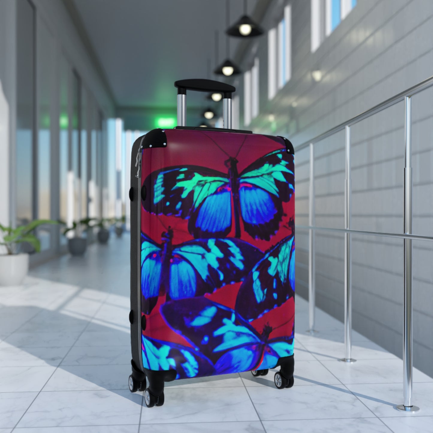 Neon Blooms. - Neon Butterflies  Suitcase