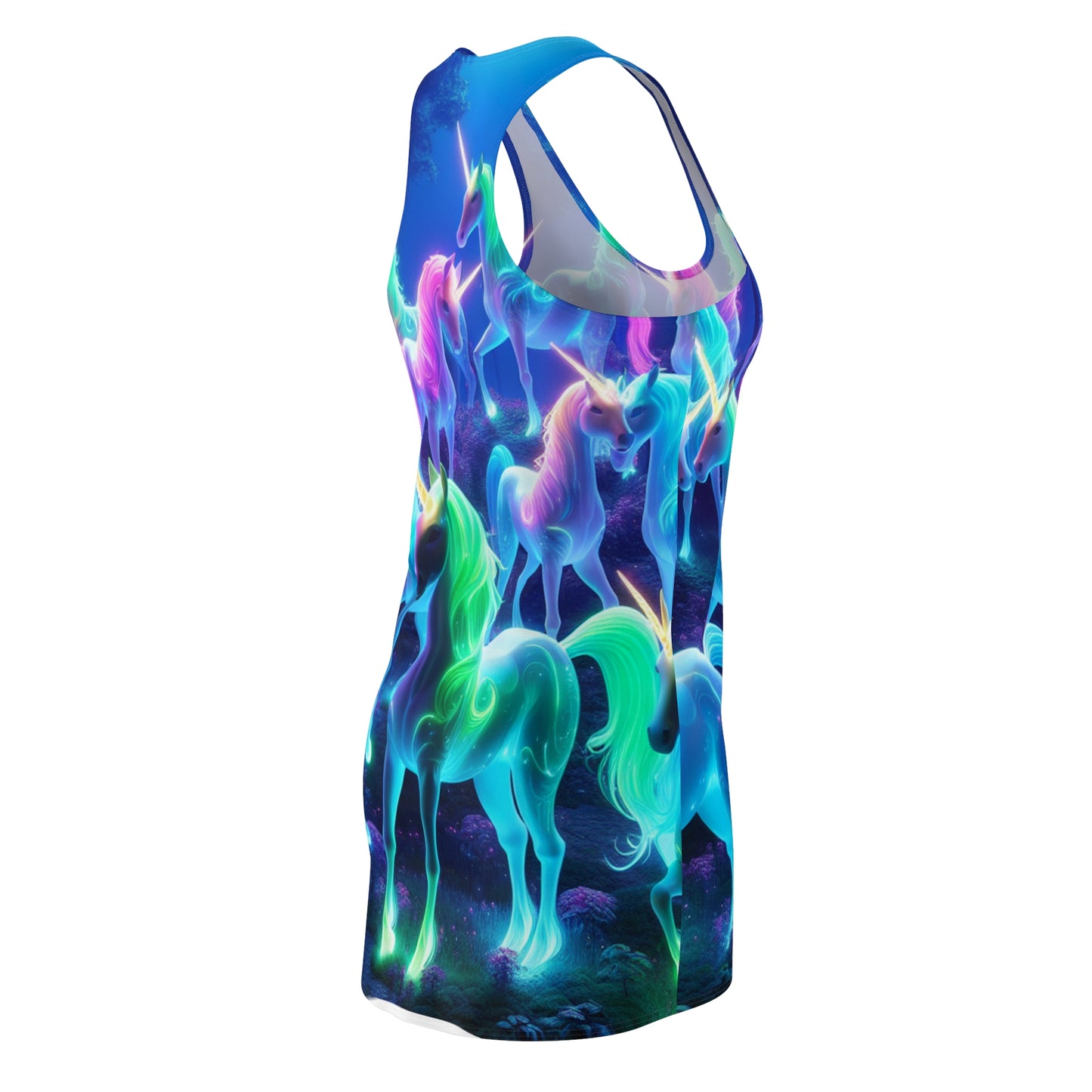 Rainbow Galaxies of Unicorns Neon Unicorns Racerback Dress