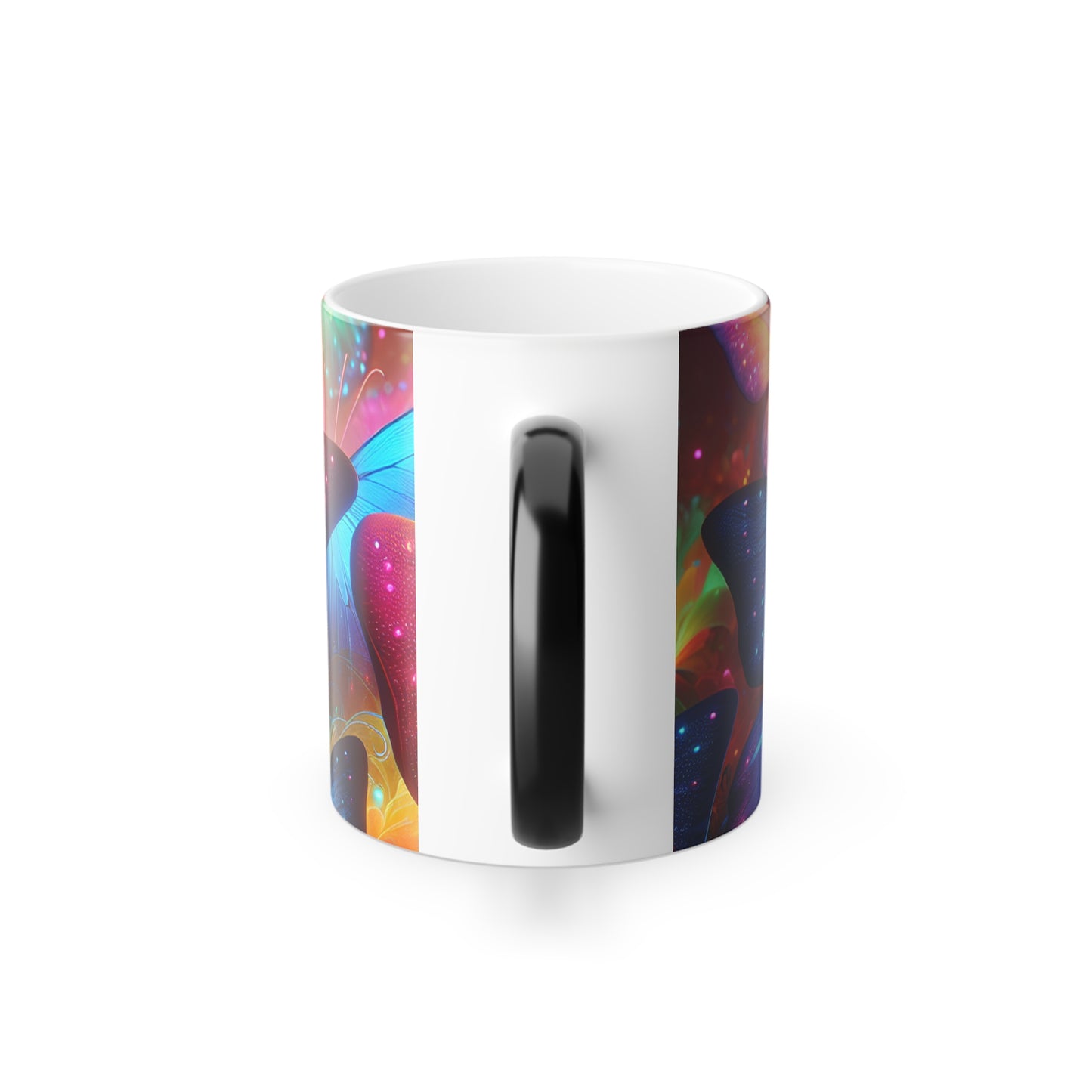 'Vivid Flight of Neon Butterflies' Neon Butterflies 11oz Color Morphing Mug