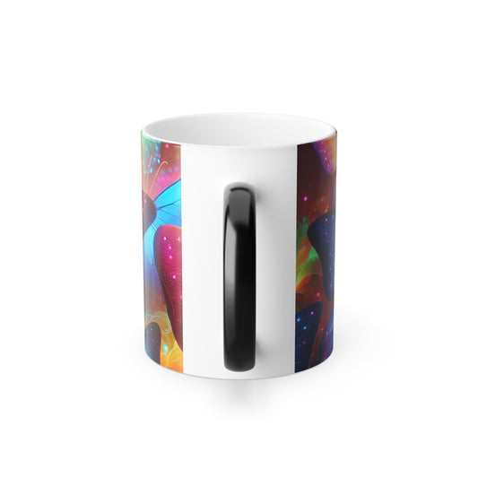 'Vivid Flight of Neon Butterflies' Neon Butterflies 11oz Color Morphing Mug