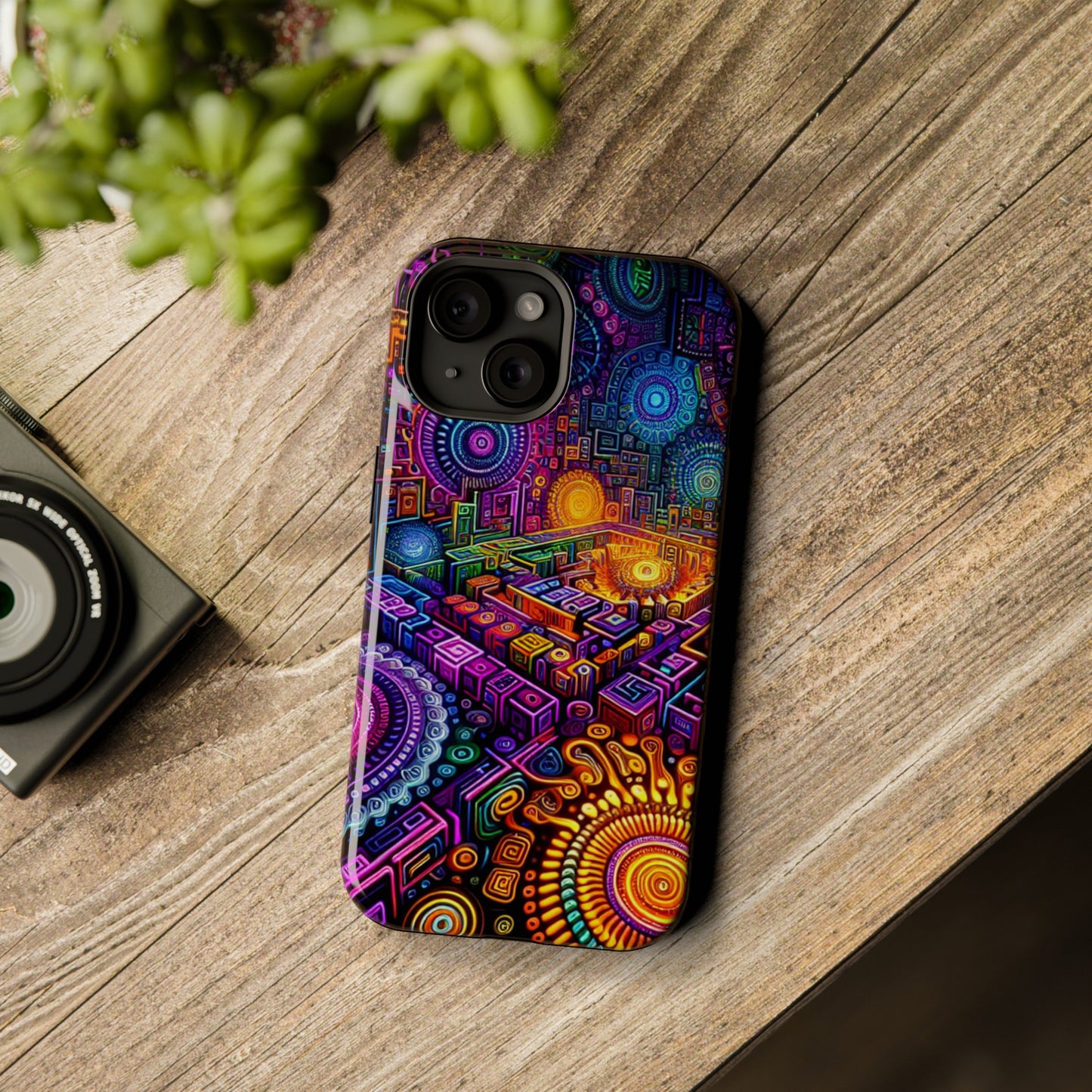 Vivid Voyage of Infinity Neon Splendor. Neon Trippy Infinity Patterns Premium Art Magsafe Magnet Tough IPhone 13 14 15 Pro Plus Max and Mini in Matte and Glossy Phone cases