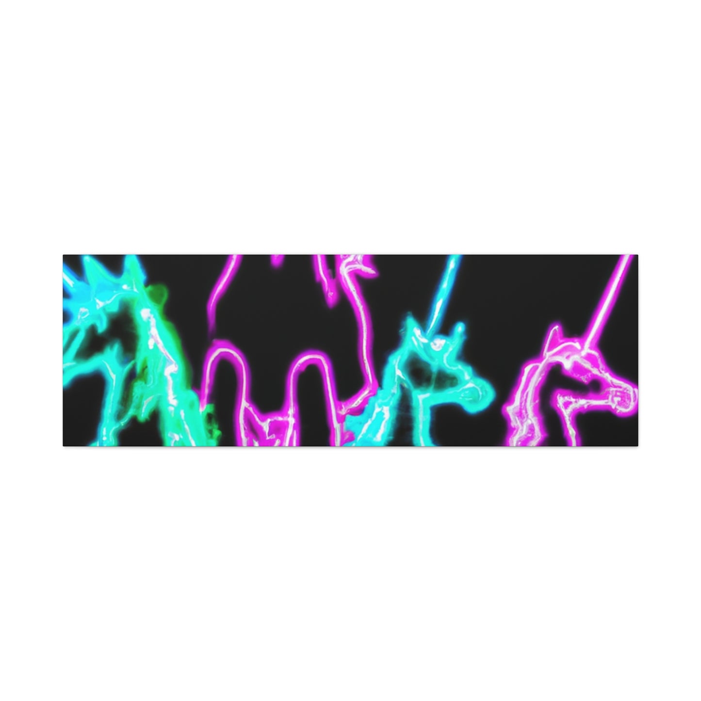 "Neon Paradise: A Unicorn Escapade" NEON Unicorns Art Canvas