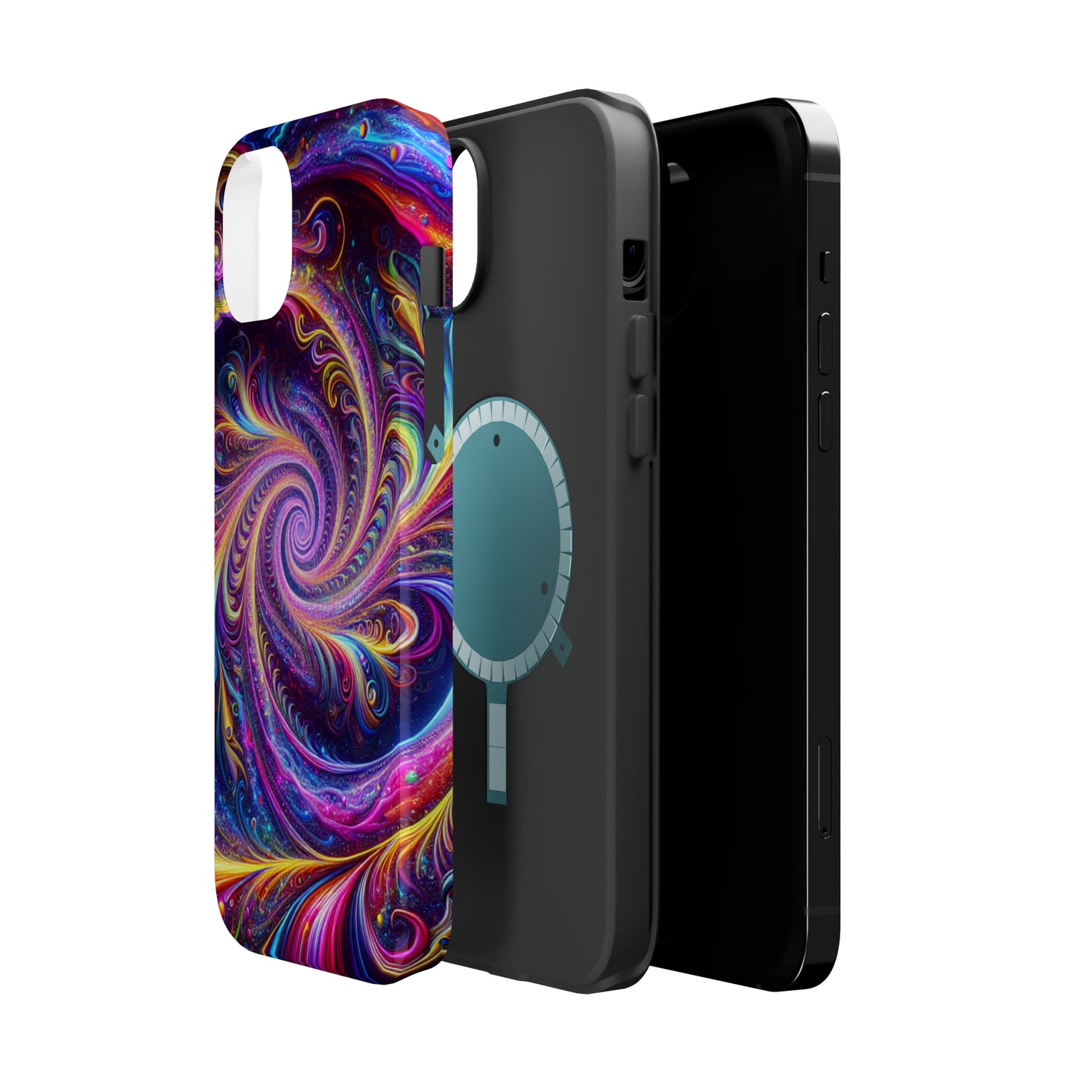Vivid Psychedelic Cosmic Euphoria. Neon Trippy Infinity Patterns Premium Art Magsafe Magnet Tough IPhone 13 14 15 Pro Plus Max and Mini in Matte and Glossy Phone cases