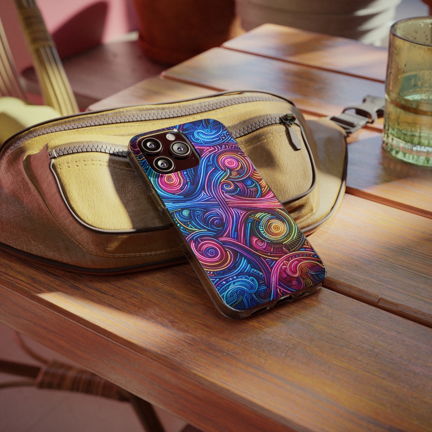 Vibrant Trippy Neon Infinity Ripples. Infinity Patterns Art Polycarbonate Phone Case Samsung Galaxy s21 s22 Google Pixel 6 Iphone 11 12 13 14 Pro Max Mini Plus