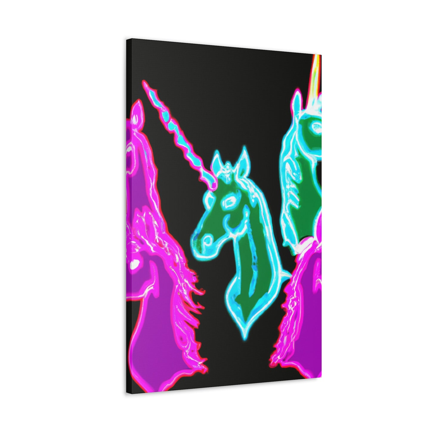 'Unicorns of the Electric Rainbow' NEON Unicorns Art Canvas