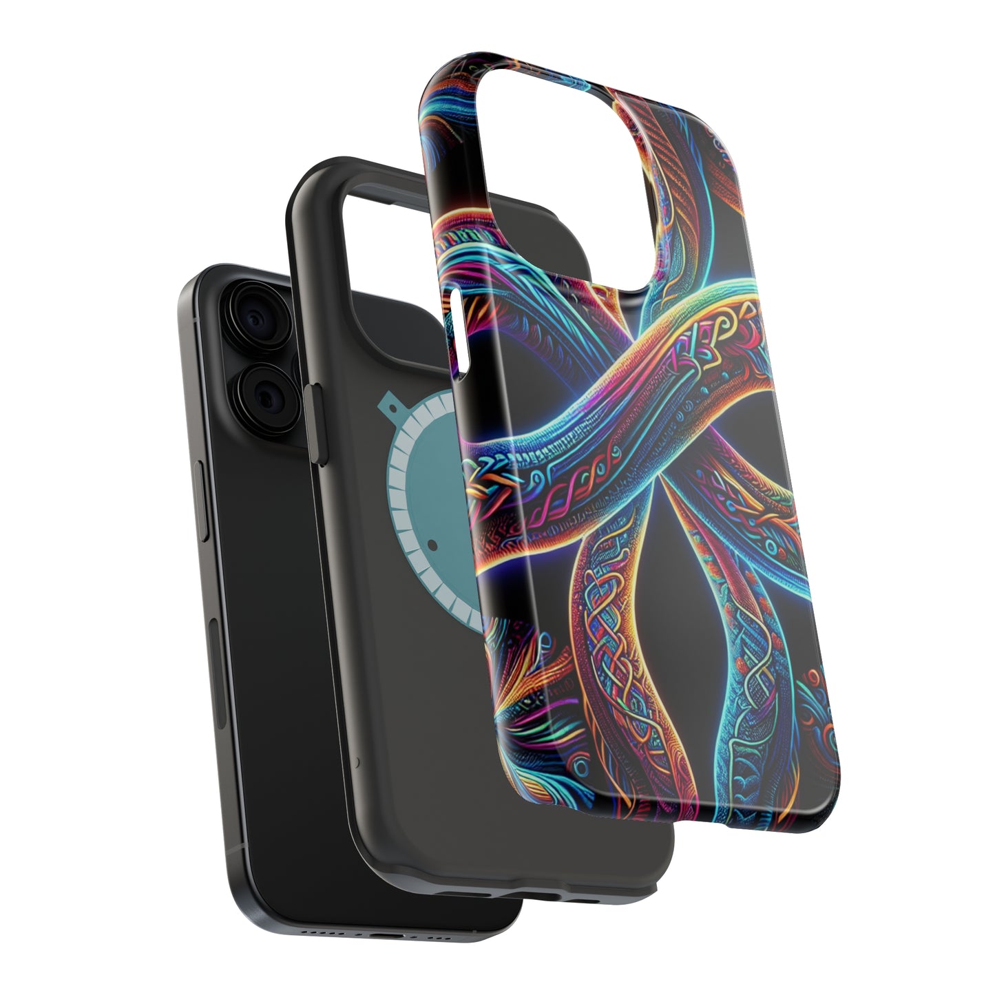 Vibrant Infinity Nocturne Neon Trippy Infinity Patterns Premium Art Magsafe Magnet Tough IPhone 13 14 15 Pro Plus Max and Mini in Matte and Glossy Phone cases