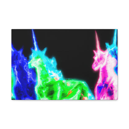 Enchanted Neon Dreamscape NEON Unicorns Art Canvas