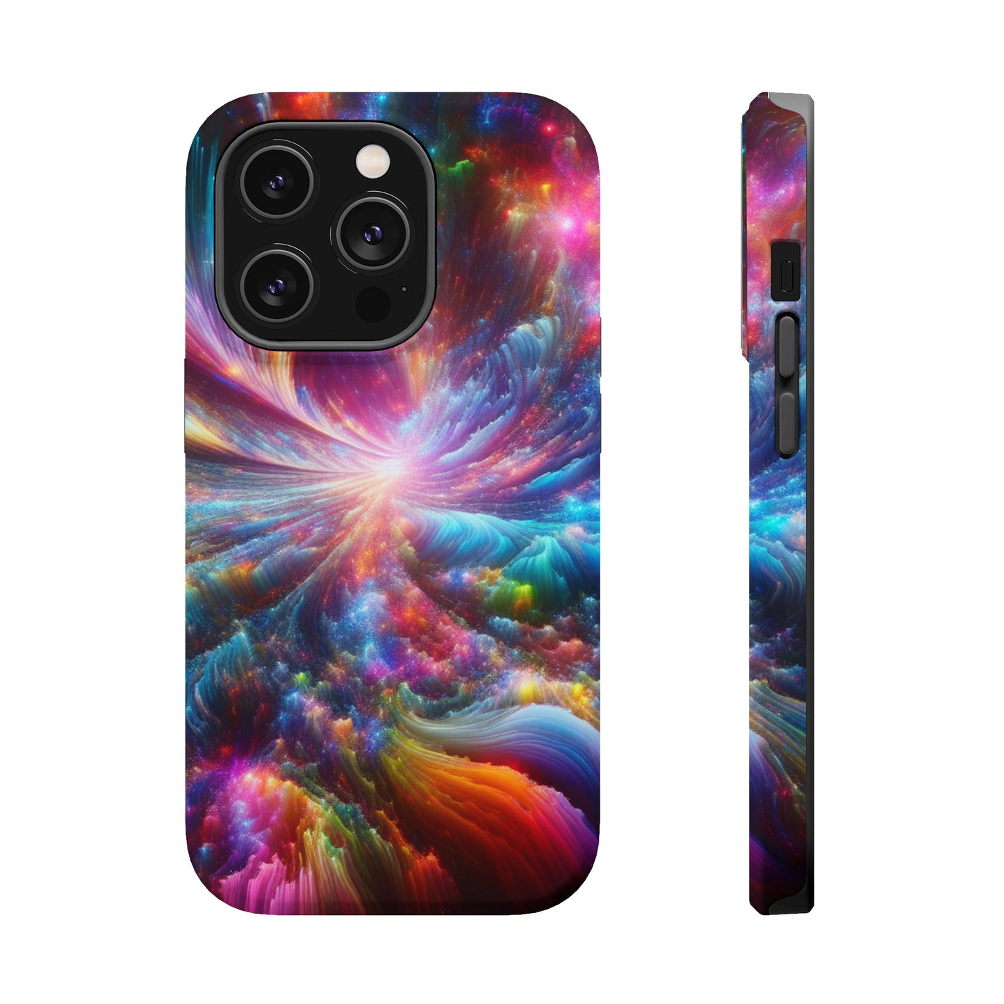 Neon Infinity Chromadrift. Neon Trippy Infinity Patterns Premium Art Magsafe Magnet Tough IPhone 13 14 15 Pro Plus Max and Mini in Matte and Glossy Phone cases
