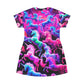 Neon Unicorn Spectacle. Neon Unicorns Womans T Shirt Dress