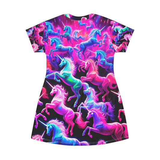 Neon Unicorn Spectacle. Neon Unicorns Womans T Shirt Dress
