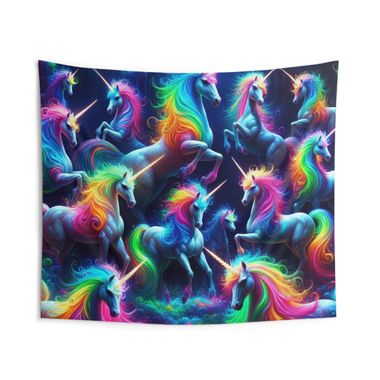 Neon Unicorn Renaissance NEON Unicorns Art Tapestry