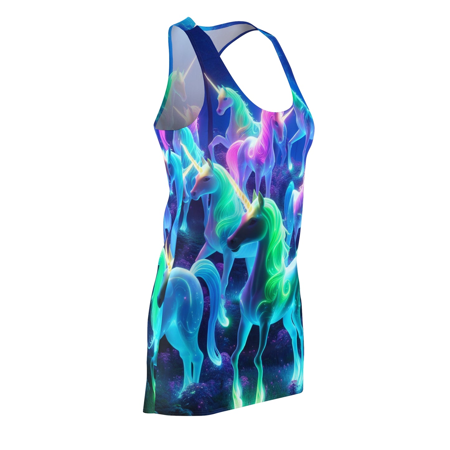 Rainbow Galaxies of Unicorns Neon Unicorns Racerback Dress