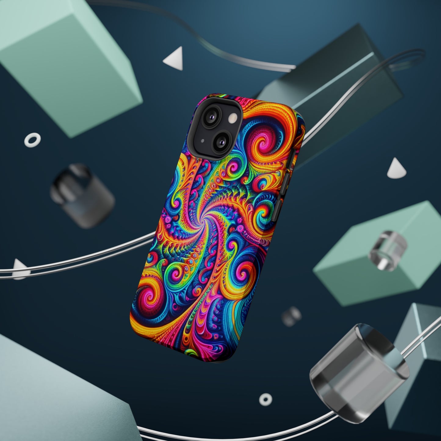 Trip-Infinite Radiance Neon Trippy Infinity Patterns Premium Art Magsafe Magnet Tough IPhone 13 14 15 Pro Plus Max and Mini in Matte and Glossy Phone cases