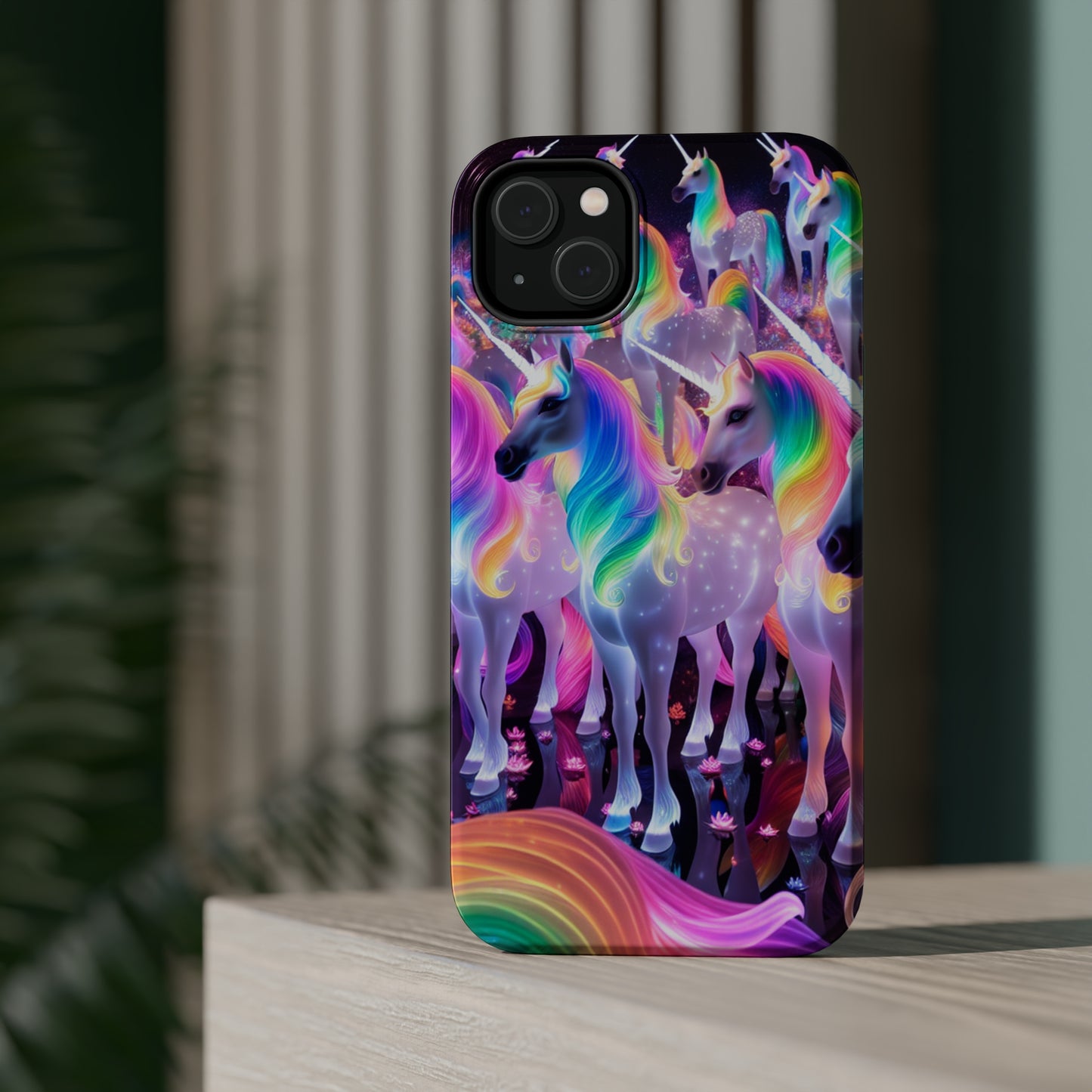 Neon Wonderland Unicorns Neon Unicorns Premium Art Magsafe Magnet Tough IPhone 13 14 15 Pro Plus Max and Mini in Matte and Glossy Phone cases
