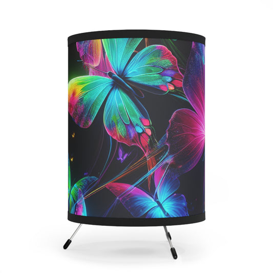 Neon Flutteraby Splendor - NEON Butterflies Art Tripod Lamp