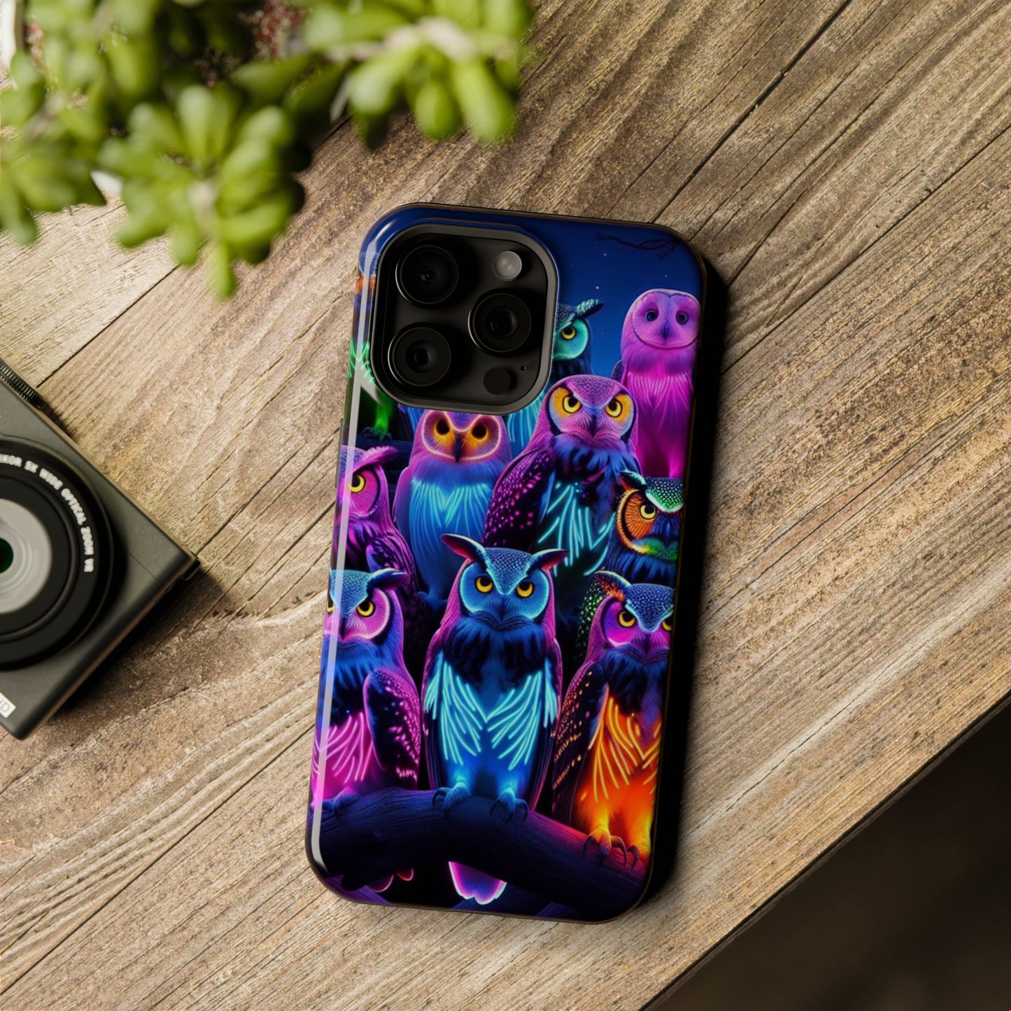 Neon Nocturne Owls. Neon Owls Premium Art Magsafe Magnet Tough IPhone 13 14 15 Pro Plus Max and Mini in Matte and Glossy Phone cases