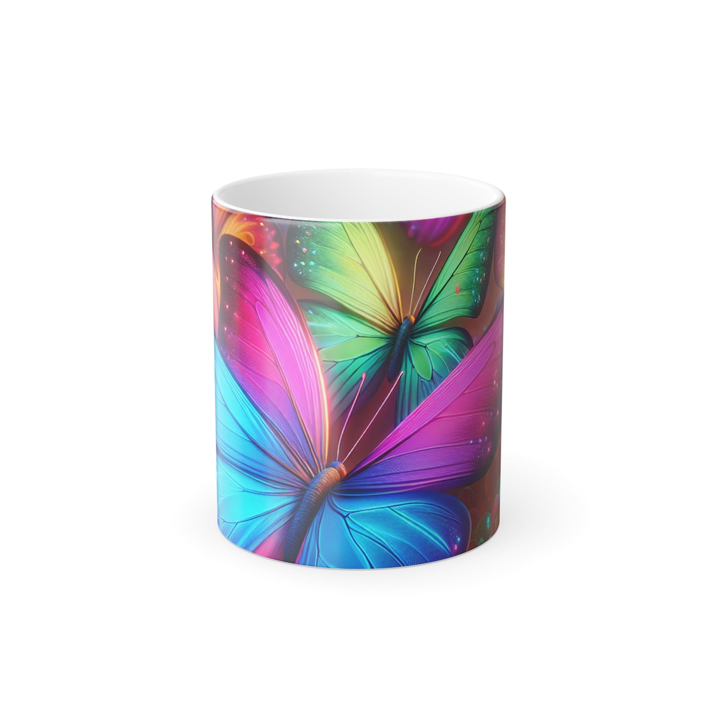 'Vivid Flight of Neon Butterflies' Neon Butterflies 11oz Color Morphing Mug