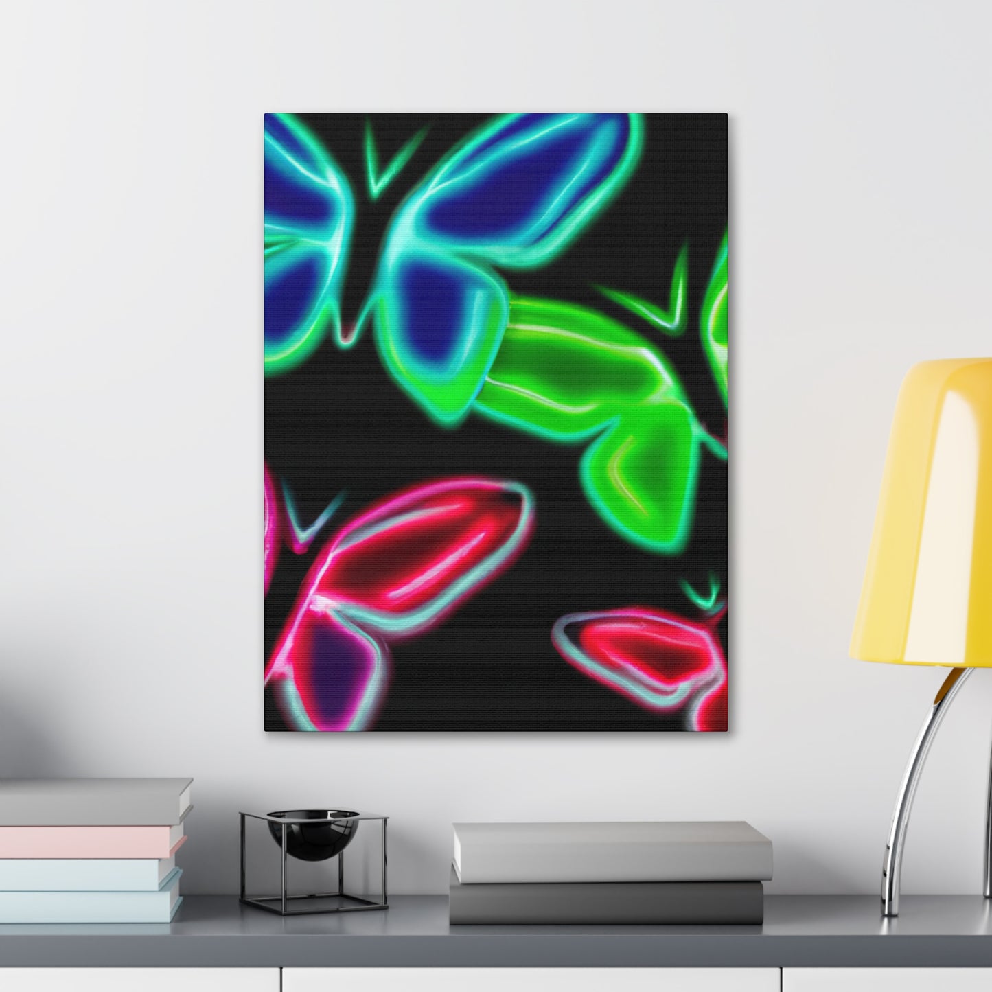 Neon Butterflies Cascade. Neon Butterflies  Art Canvas