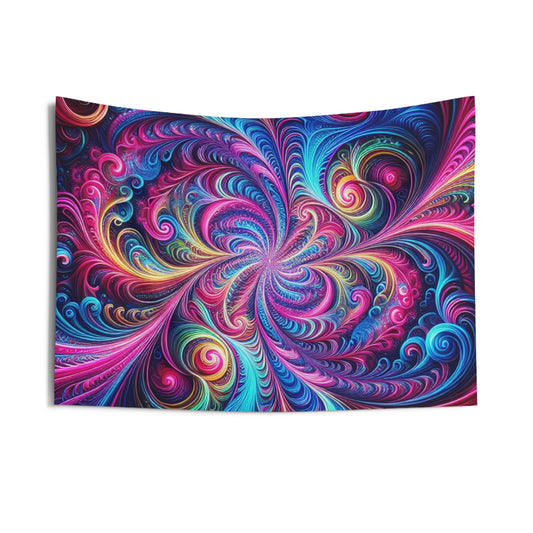 Vivid Neon Eternal Bliss. Infinity Patterns Art Tapestry