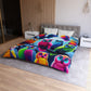 Felipeo da Pintorelli - NEON Owls Microfiber Duvet Cover