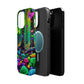 "Neon Garden Symphony". Neon Butterflies and Mushrooms Premium Art Magsafe Magnet Tough IPhone 13 14 15 Pro Plus Max and Mini in Matte and Glossy Phone cases