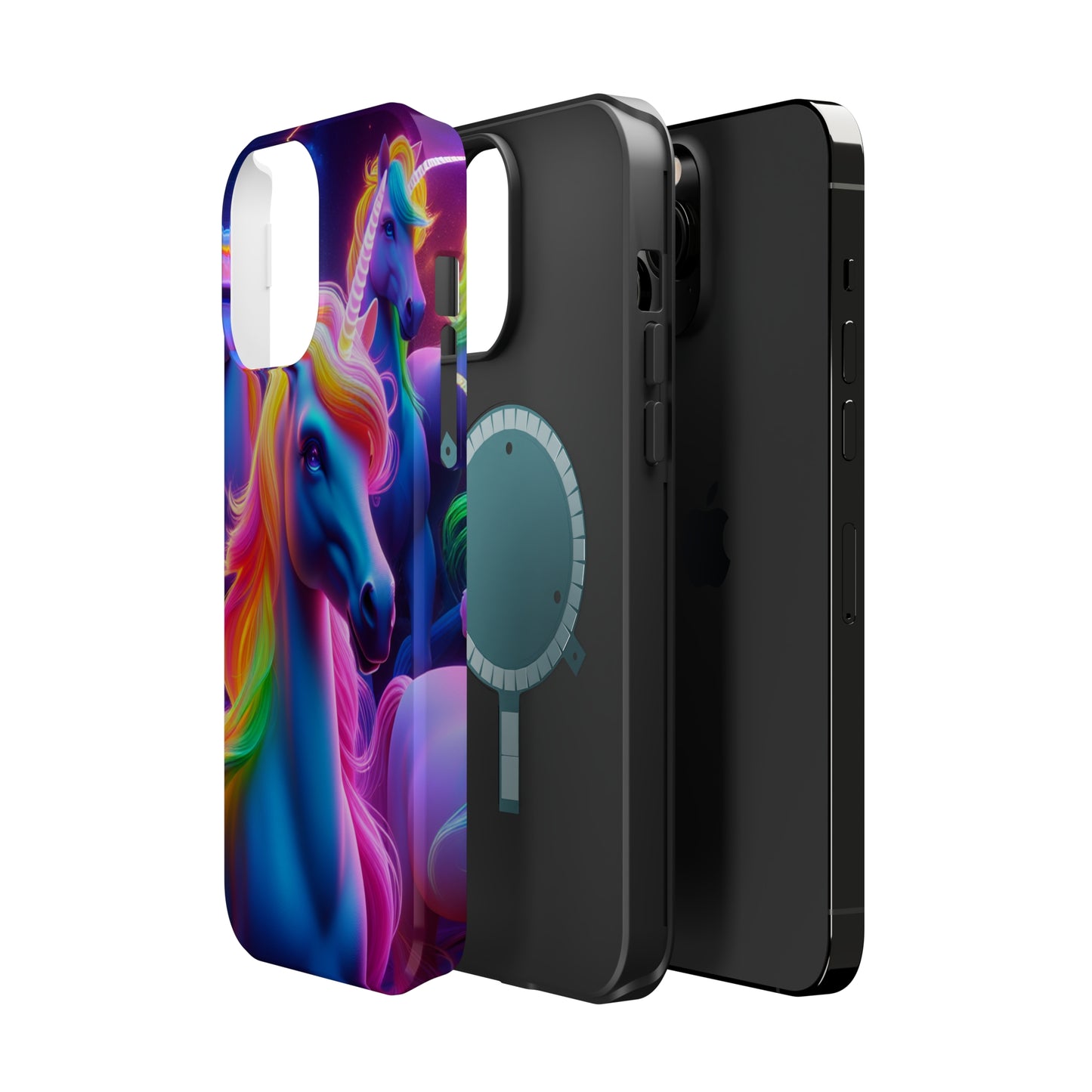 Neon Nighthorn Pride Neon Unicorns Premium Art Magsafe Magnet Tough IPhone 13 14 15 Pro Plus Max and Mini in Matte and Glossy Phone cases