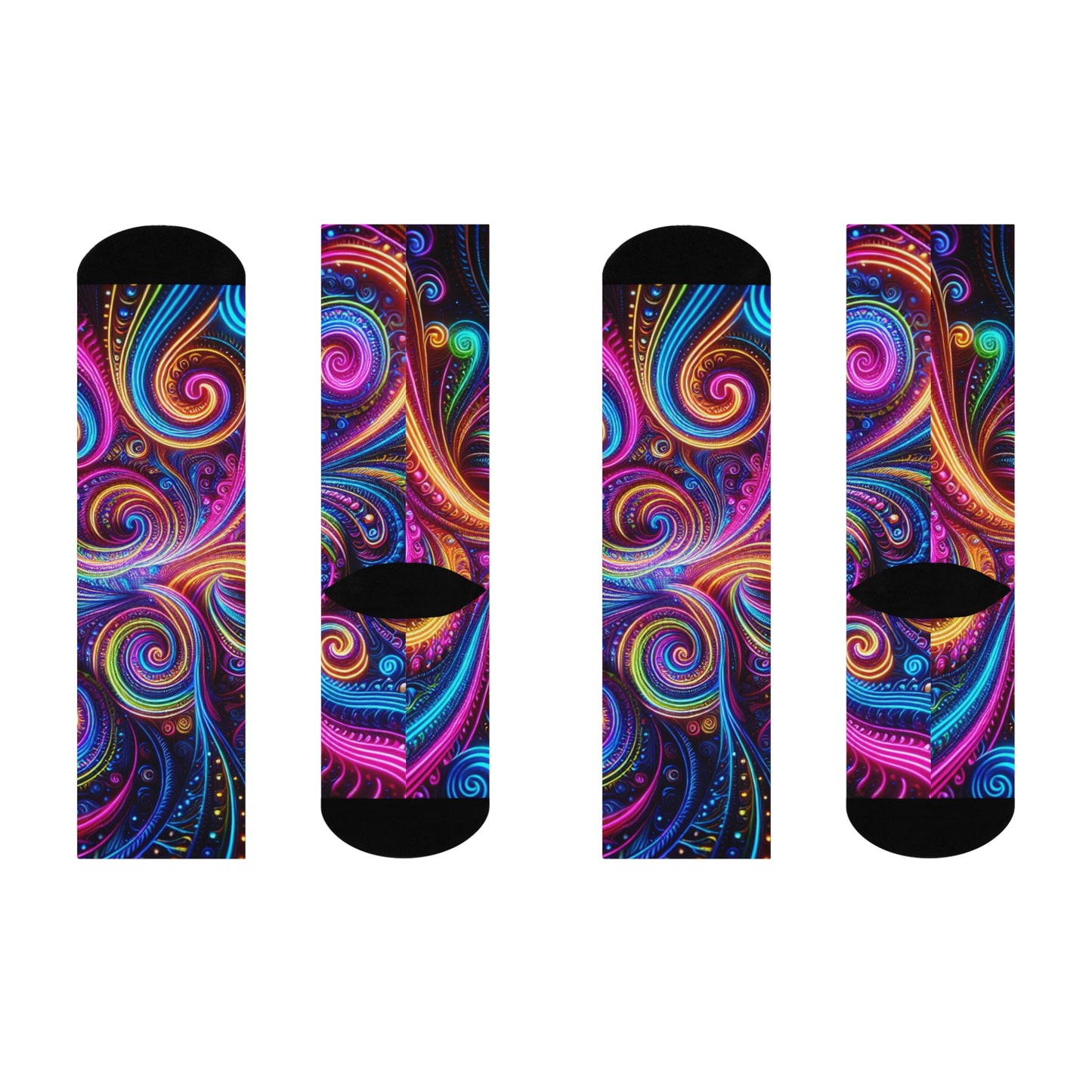 Vibrant Infinity Chaos. Trippy Cushioned Crew Socks